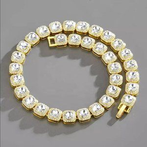 18K Yellow Gold Square Diamond Bracelet Womens Hip Hop Style 18 K Karat Jewelry